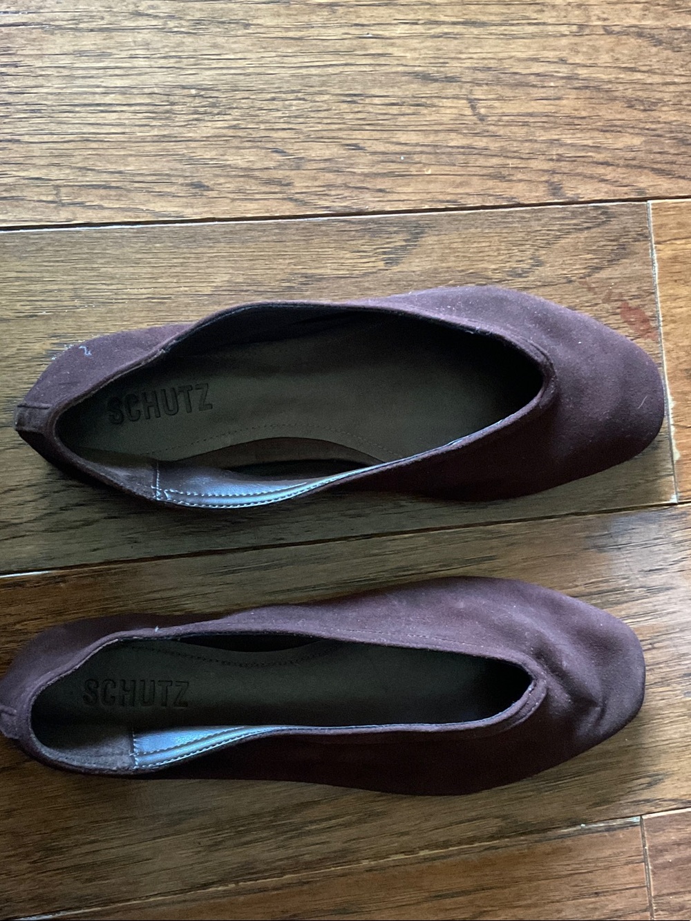 SCHUTZ Brown Suede Slip-On Ballet Flats